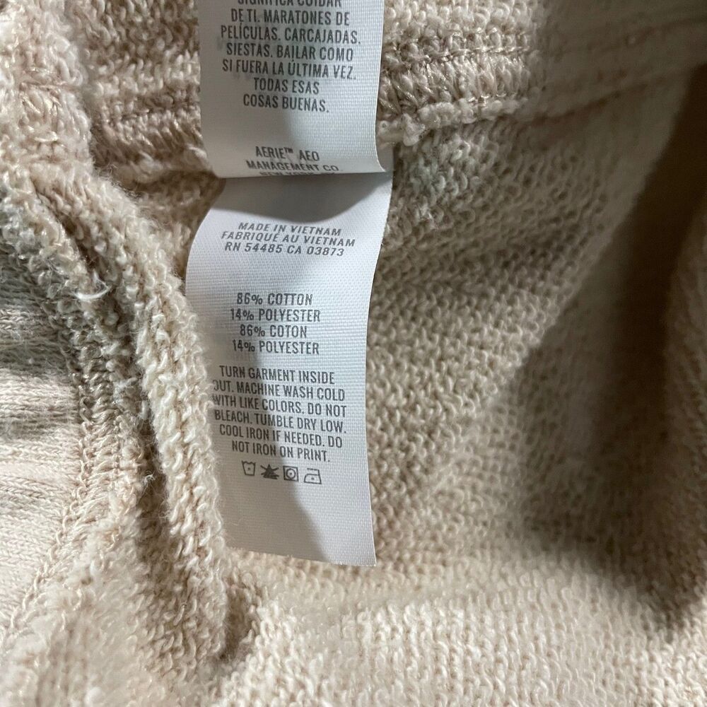 Aerie High Rise Lounge Sweat Shorts Cut Off Pockets Women's Size XL Tan Beige - Picture 8 of 8